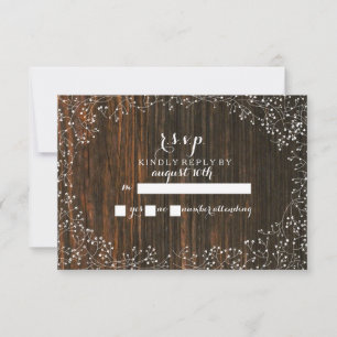 Baby's Breath Barnwood Inspired RSVP Card