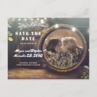 Baby's Breath Barrel Rustic Photo Save the Date
