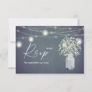Baby's Breath, BG Chalk & String Lights with Meal RSVP Card