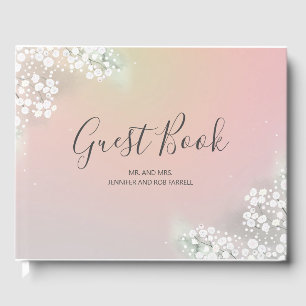 Baby's Breath Blush Pink Floral Wedding Guest Book