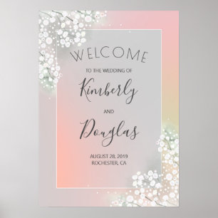 Baby's Breath Blush Pink Wedding Welcome Sign