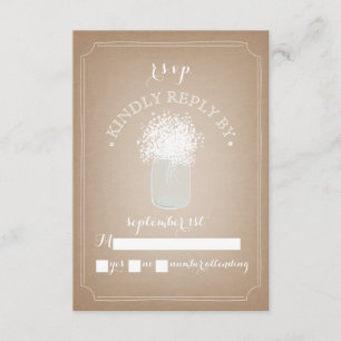 Baby's Breath Cardstock Inspired Mason Jar RSVP Card