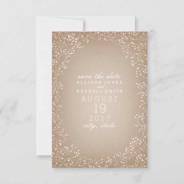 Baby's Breath Cardstock Inspired Save The Date (Front)