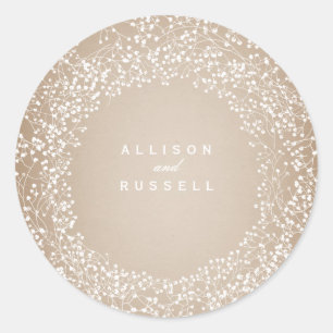 Baby's Breath Cardstock Inspired Wedding Classic Round Sticker