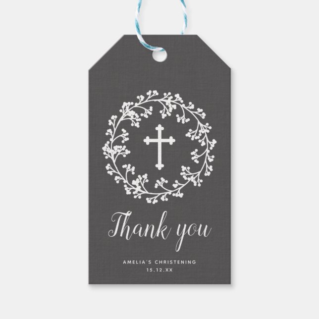 Baby's-breath Christening Thank You Tag (Front)