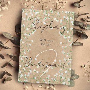  Baby's Breath Cute Boho Will You Be My Bridesmaid Invitation
