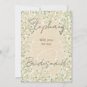 Baby's Breath Cute Boho Will You Be My Bridesmaid Invitation