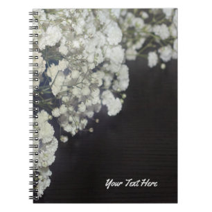 Baby's Breath & Dark Wood Elegant Floral Custom Notebook