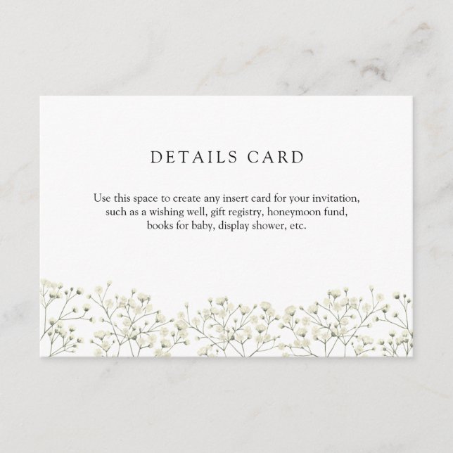 Baby's Breath Details Enclosure Card (Front)