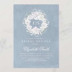 Baby's Breath Dusty Blue Floral Bridal Shower Invitation