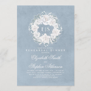 Baby's Breath Dusty Blue Floral Rehearsal Dinner Invitation