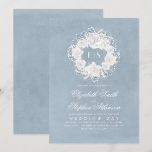 Baby's Breath Dusty Blue Floral Wedding Invitation