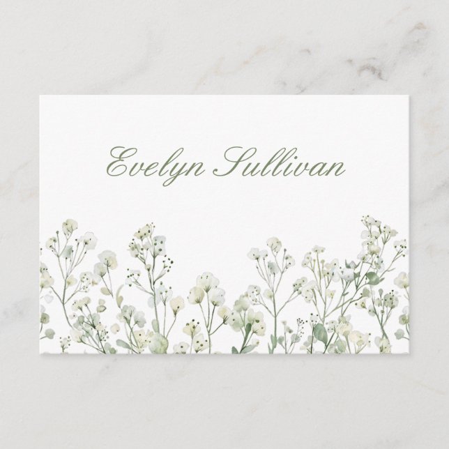 Baby's Breath Flat Place Card (Front)