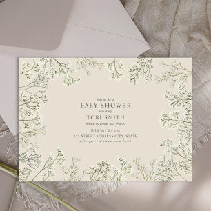 Baby's Breath Floral Baby Shower Invitation