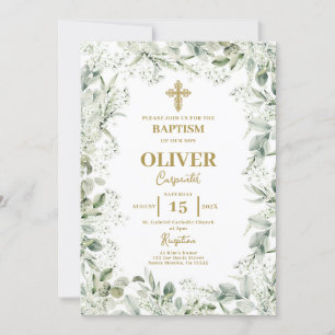 Baby's Breath Floral Baptism Invitation