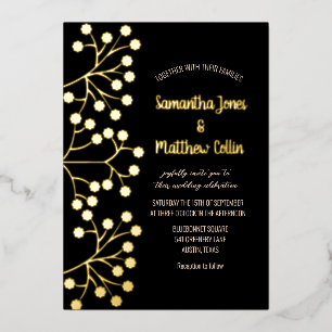 Baby's Breath Floral Black Gold Foil Wedding