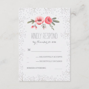 Baby's Breath Floral Bouquet Wedding RSVP Cards