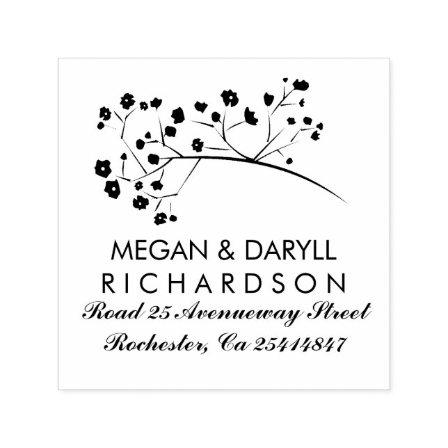 Baby's Breath Floral Branch Elegant Self-inking Stamp (Design)