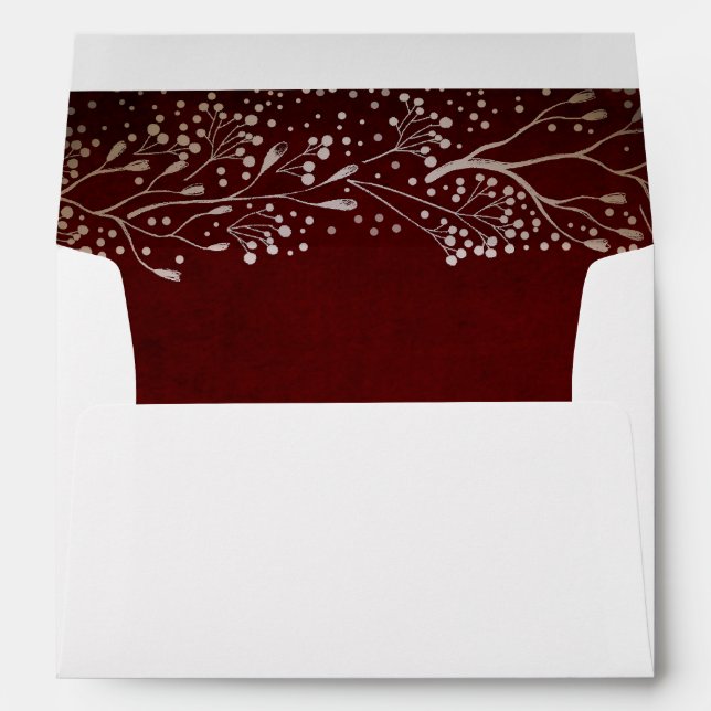 Baby's Breath Floral Burgundy Wedding Envelopes (Back (Bottom))