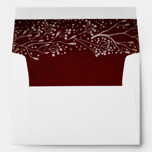 Baby's Breath Floral Burgundy Wedding Envelopes