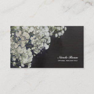 Baby's Breath Floral & Dark Rustic Wood Elegant Business Card