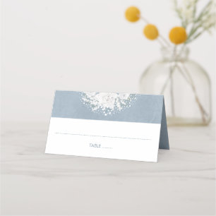 Baby's Breath Floral Dusty Blue Wedding Place Card