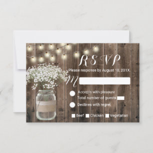 Baby's Breath Floral Jar Rustic Barn Wood RSVP