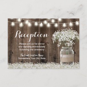 Baby's Breath Floral Jar Rustic Wedding Reception Invitation
