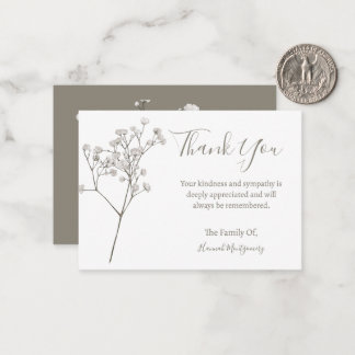 Babys Breath Floral Sympathy Thank You Card