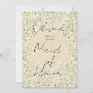 Baby's Breath Floral Will You Be My Maid of Honou Invitation
