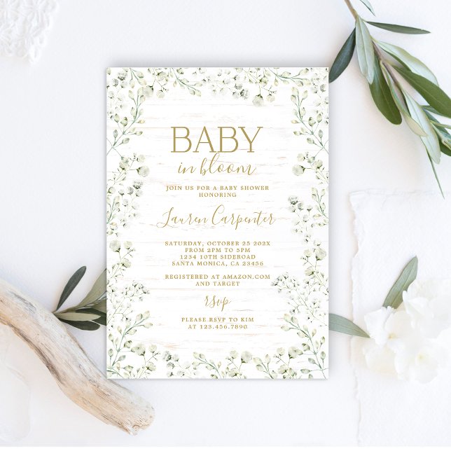 Baby's Breath Flower Baby Shower Invitation (Baby's Breath Baby Shower theme)