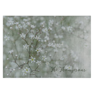 Baby's Breath Flower Photography With Family Name Cutting Board