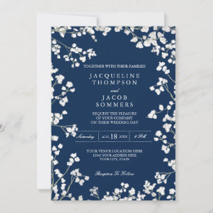 Baby's Breath Flower Wreath Rustic Country Wedding Invitation