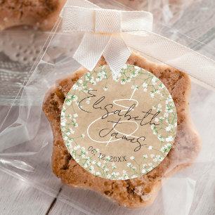 Baby's Breath Flowers Cute Boho Farmhouse Wedding Classic Round Sticker