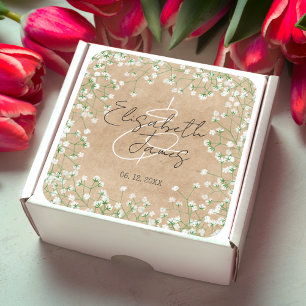 Baby's Breath Flowers Elegant Rustic Boho Wedding Square Sticker