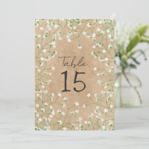 Baby's Breath Flowers Rustic Wedding Table Number