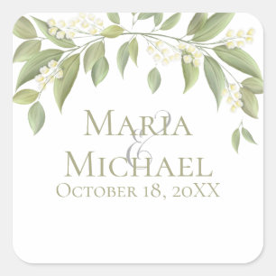Baby's Breath Foliage Leaves Elegant Greenery Square Sticker