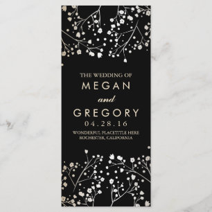 Baby's Breath Gold and Black Wedding Programs Programme