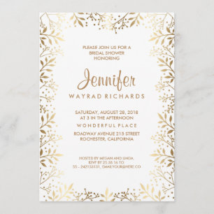 Baby's Breath Gold and White Bridal Shower Invitation