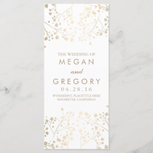 Baby's Breath Gold and White Wedding Programs Programme