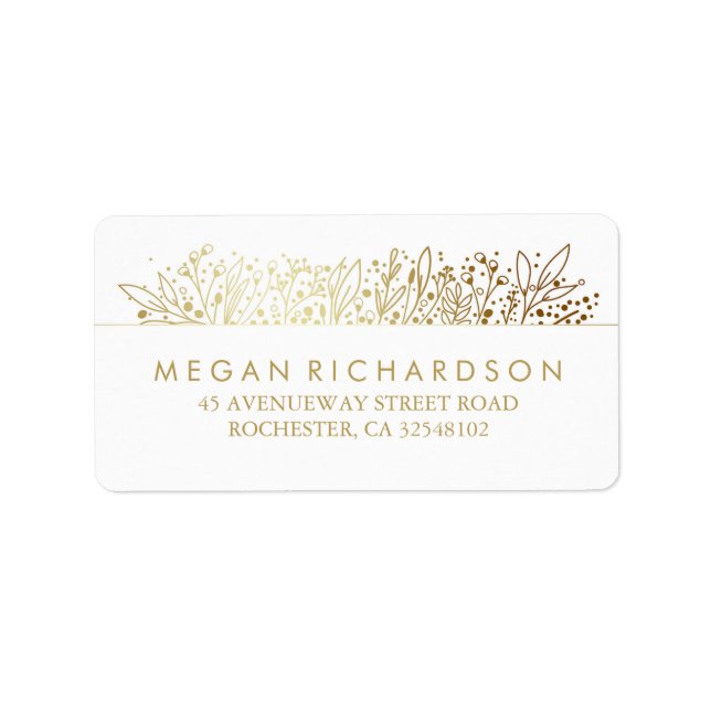 Baby's Breath Gold Foil Frame Floral Wedding Label (Front)