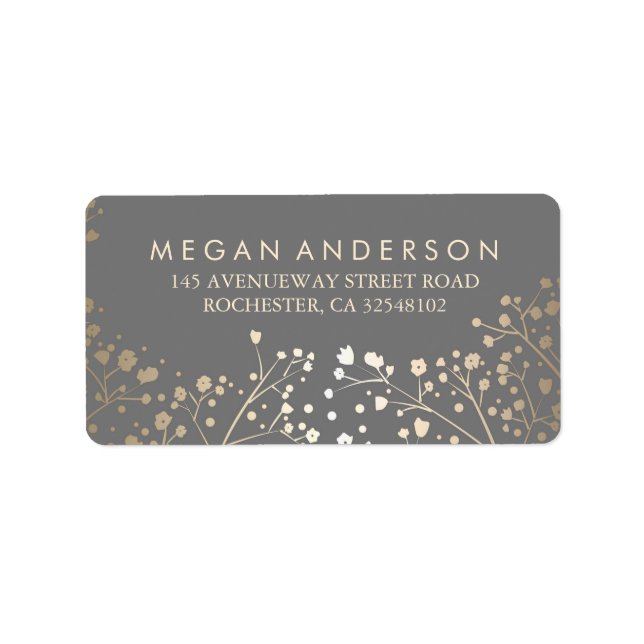 Baby's Breath Gold Foil Wedding Label (Front)