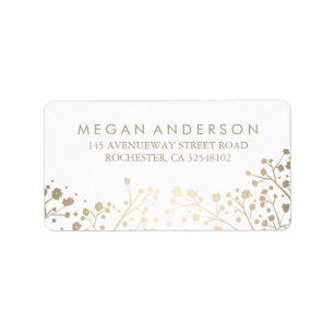 Baby's Breath Gold Foil White Wedding Label