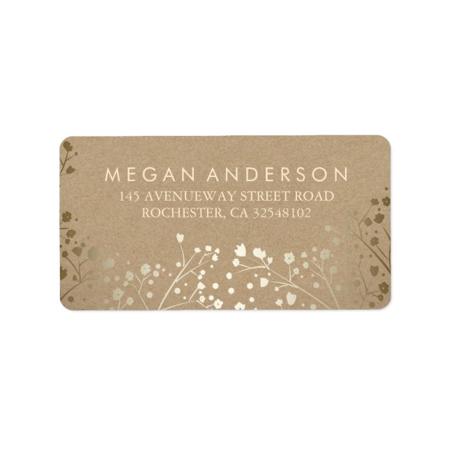 Baby's Breath Gold Kraft Wedding Label (Front)