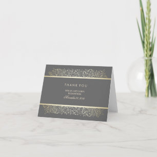 Baby's Breath Gold Vintage Wedding Thank You Card
