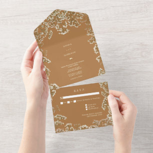 Baby's Breath Goldenrod Wedding RSVP  All In One Invitation