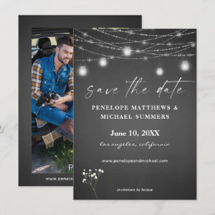 Baby's Breath Grey Chalkboard Photo Save The Date