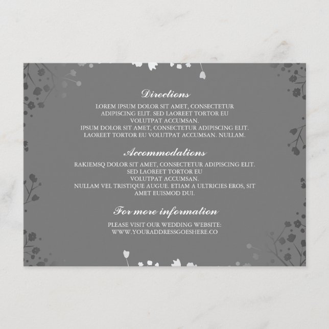 Baby's Breath Grey Silver Wedding Details Enclosure Card (Front)