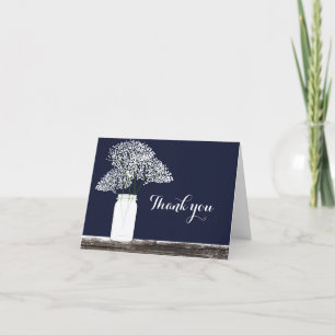 Baby's Breath in Mason Jar Rustic Thank You Card