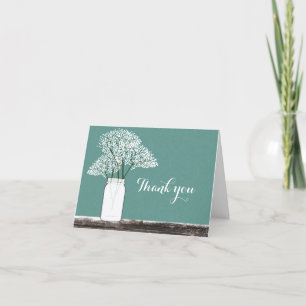 Baby's Breath in Mason Jar Rustic Thank You Card